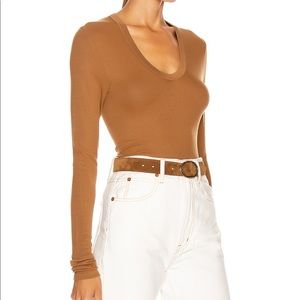 Enza Costa rib fitted top danish brown S NWOT